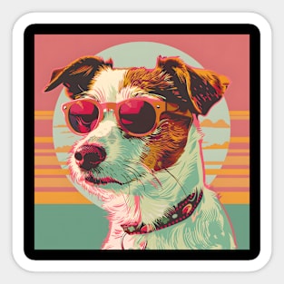 70s Jack Russell Terrier Vibes: Pastel Pup Parade Sticker